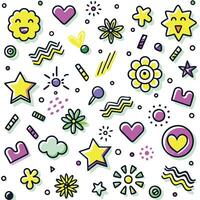 a colorful set of objects and symbols vector