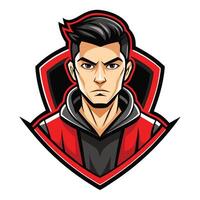 a man in a red and black jacket vector