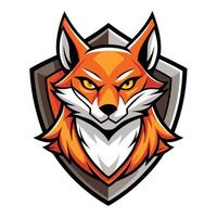 the fox mascot head on a shield vector