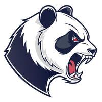 the head of a panda bear with its mouth open vector