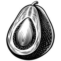 an avocado is shown in a black and white drawing vector