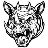 an angry rhino head with sharp teeth vector