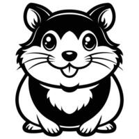 a cartoon hamster with a black and white design vector