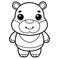 hippo coloring pages for kids vector