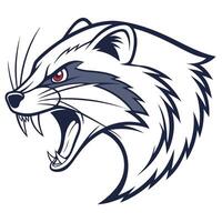 an angry raccoon head with its mouth open vector