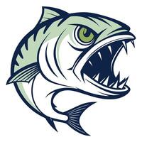 an angry fish with open mouth and teeth vector