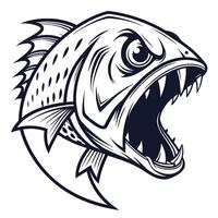 an angry fish with open mouth and sharp teeth vector