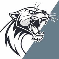 a panther head with its mouth open on a white background vector