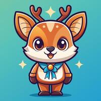 a cartoon deer with a bow tie and a bow vector