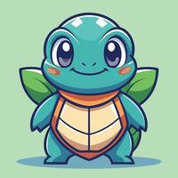 a cartoon turtle with a green shell and orange eyes vector