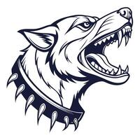 the head of a wolf with its mouth open vector