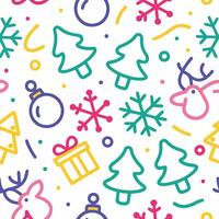 christmas seamless pattern with colorful objects vector