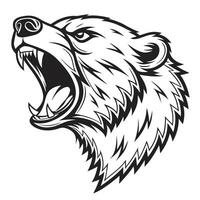 a bear head with its mouth open and its teeth showing vector