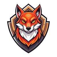 a red fox head on a shield vector