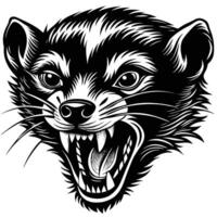 an angry ferret head with its mouth open vector