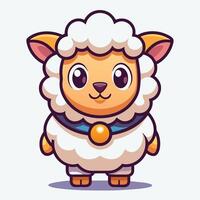 cartoon sheep character with a blue collar and a yellow belt vector