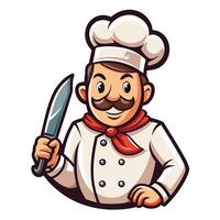 chef with knife illustration vector