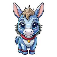 a cartoon donkey with blue eyes and a red collar vector