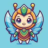 a cartoon character with wings and a green helmet vector