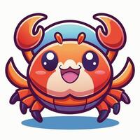 a cartoon crab with a hat on vector