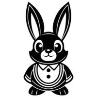 a black and white illustration of a rabbit wearing a suit vector
