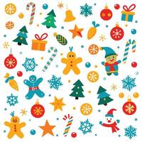 christmas background with various objects vector