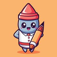 a cartoon character holding a pencil and wearing a red hat vector