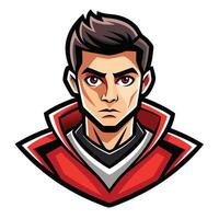 a man in a red and black jacket vector