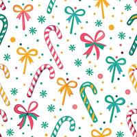 christmas candy canes and bows seamless pattern vector