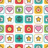 a colorful pattern with icons and other items vector
