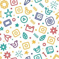 a colorful pattern with icons and other objects vector