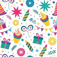 seamless pattern with birthday party items vector