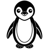 a penguin is shown in a black and white drawing vector