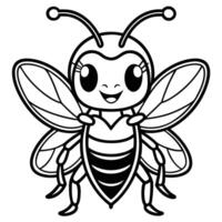 a cartoon bee coloring page vector
