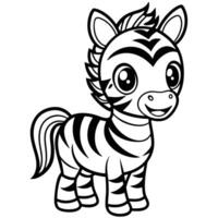 a zebra coloring page for kids vector