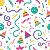 a colorful pattern with party hats and confetti vector