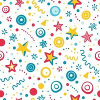 seamless pattern with colorful stars and circles vector