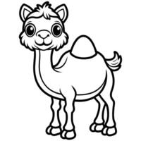 camel coloring pages for kids vector