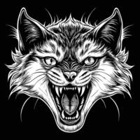 the head of a wolf or cat with its mouth open vector