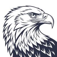 the head of an eagle is shown in black and white vector