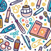 art supplies and tools in a seamless pattern vector