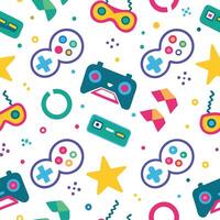 seamless pattern with game controllers and stars vector