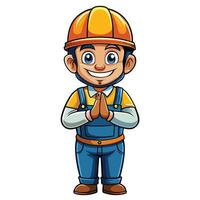 cartoon construction worker with a bow and arrow vector