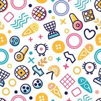 a colorful pattern with various objects and symbols vector