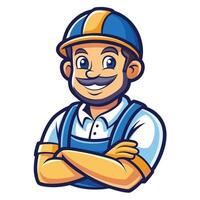 a cartoon man in overalls with a mustache vector