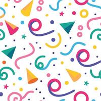 a colorful pattern with party hats and confetti vector