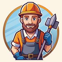 a cartoon man with a pickaxe in his hand vector
