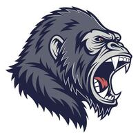 gorilla head with open mouth and teeth vector