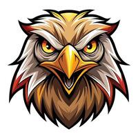 an eagle head with a red beak and yellow eyes vector