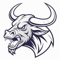 an angry bull head with large horns vector